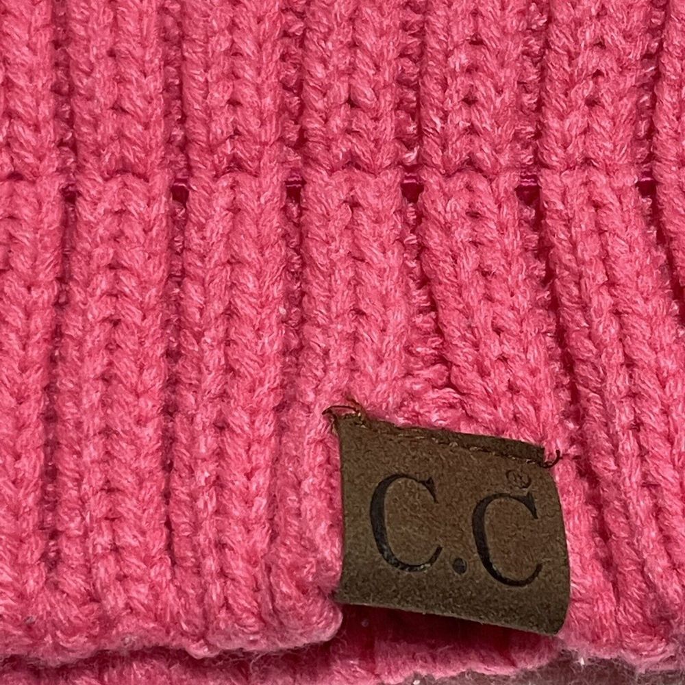 C.C Beanie Mixed Soft Yarn Ribbed Knit Thick Warm Winter Hat Toboggan Pink - Picture 4 of 6